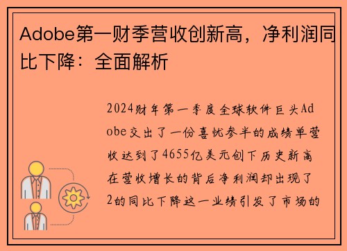 Adobe第一财季营收创新高，净利润同比下降：全面解析